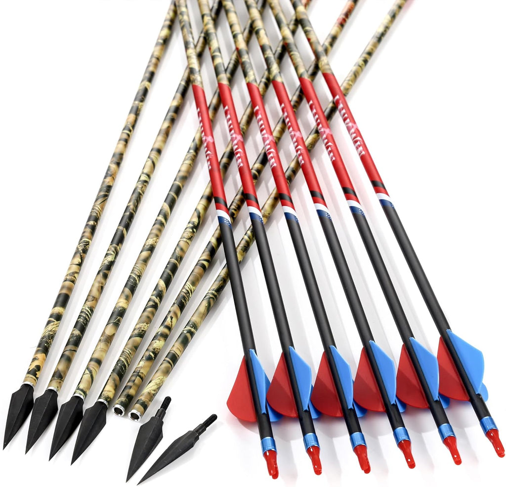 Camo Series Carbon Arrows 30 Inch Spine 300 340 400 500 for Compound Bow