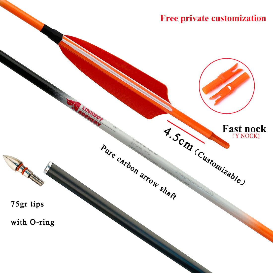 Horseback Arrows Fast Speed Nocks Real Feathers Carbon Shaft with Colorful Color Carbon Arrows
