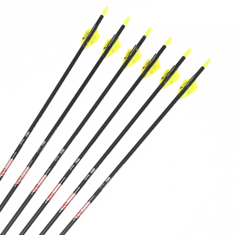 12-Pack Pure Carbon Arrows ID3.2mm Spine400-1000, 1.75" Plastic Vanes or 3" Turkey Feather 120gr