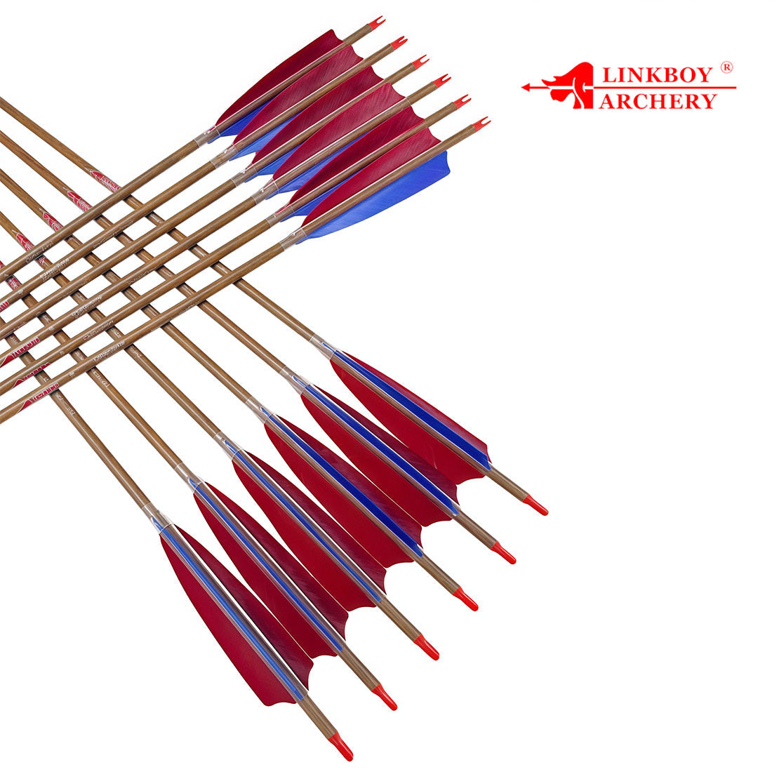 Carbon Arrows 32''Spine 300-900 5inch Turkey Feather Bow 12-Pack Wood Skin Arrow