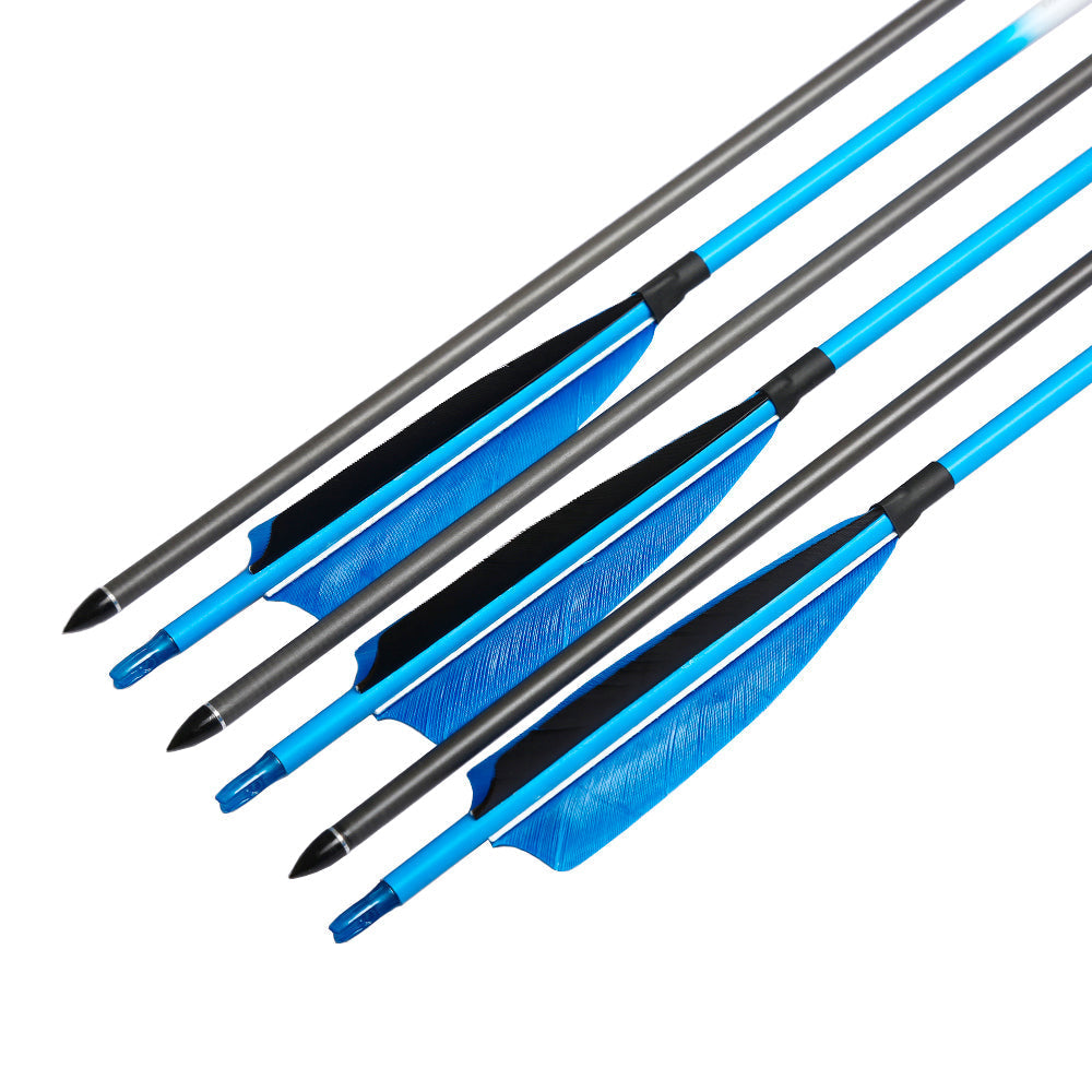Carbon Arrows 30/32inch ID6.2mm SP300-900 Arrow Compound Recurve Bow 6/12-Pack