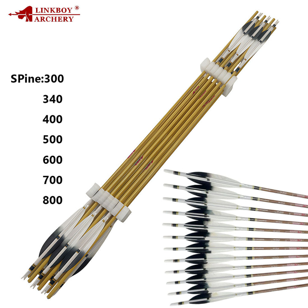 ID 6.2MM 12-Pack Pure Carbon Wood/bamboo Skin Arrows 150gr Tips Y Nock Fast Shoot