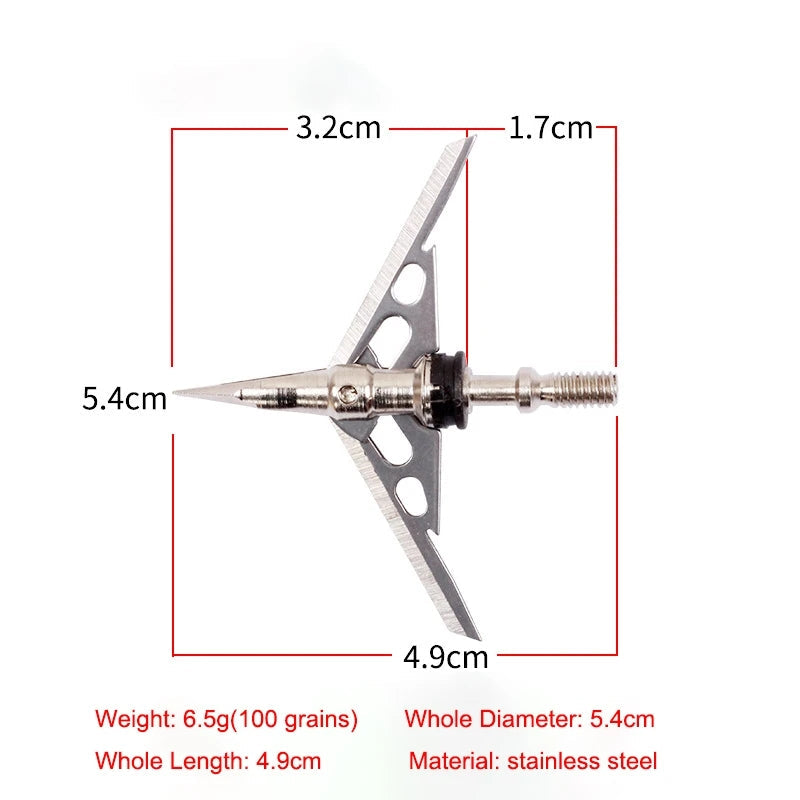 6-Pack Bolts Arrow Broadheads 2-Blade 100 Grain 2.3" Cut Arrow Tips Arrowhead ArrowPoint