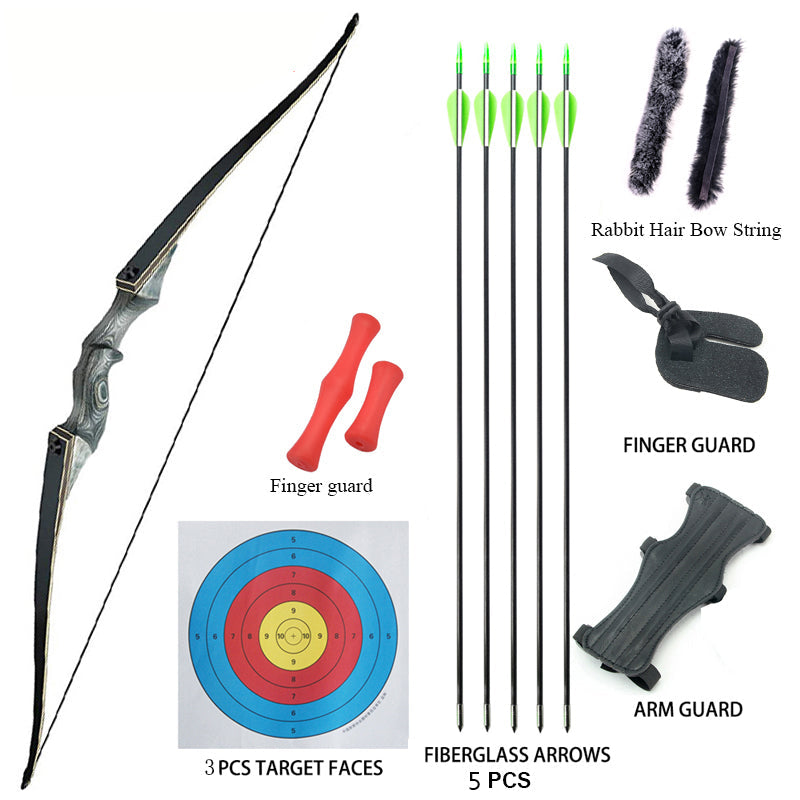 Black Hunter Longbow Split Bow and Arrow 25-60 Pounds Optional Bow and Arrow Multi-Pound