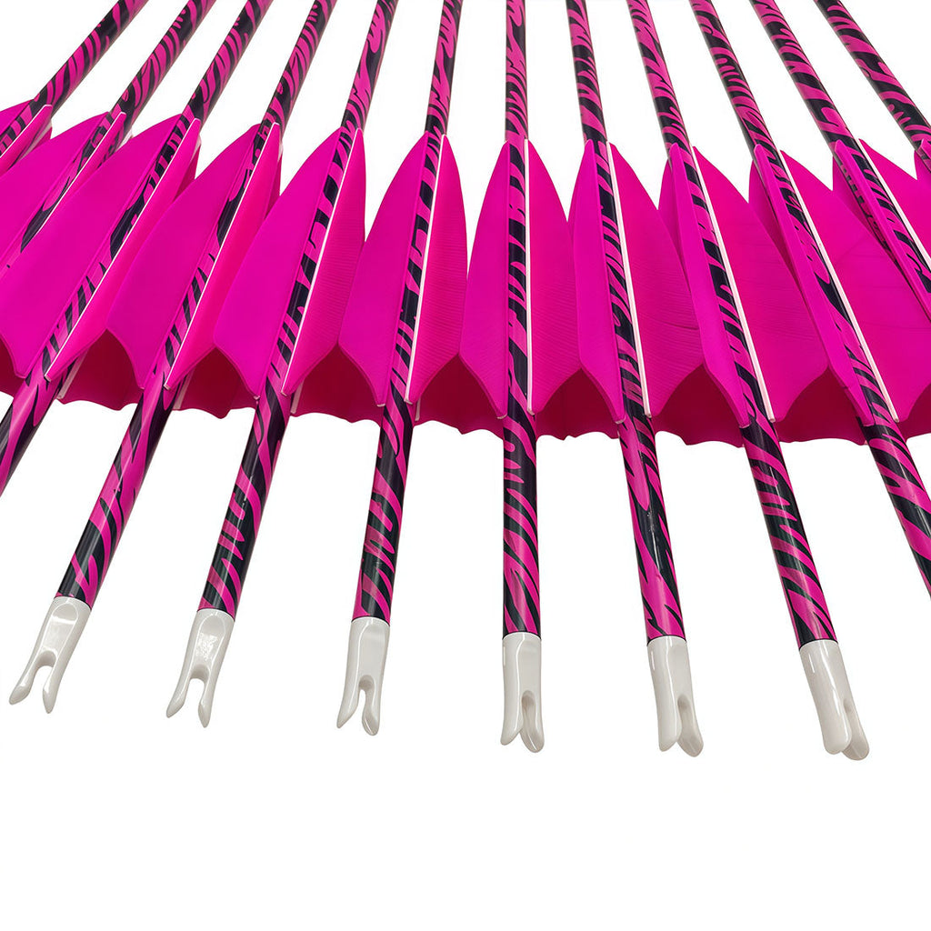 12-Pack Carbon Pink Arrows Spine 300 340 500 75gr Point Tips 4-Pack 4inch Feather