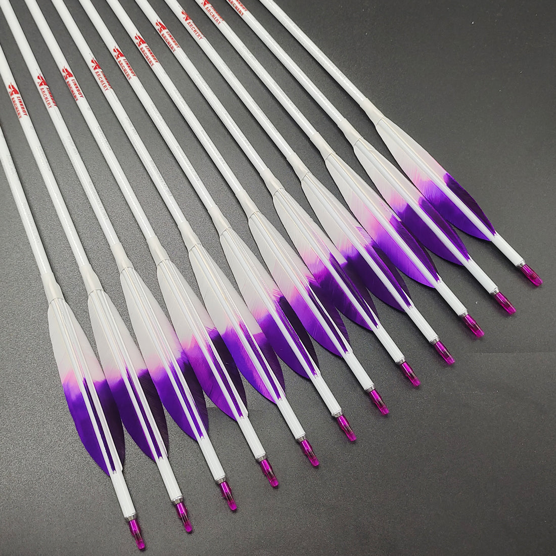 12-Pack Pure Carbon ID6.2mm Spine400-800 30/32inch 5inch Target Feather 100gr Tips Bow