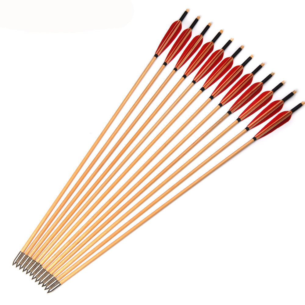 12-Pack Bow Wood Arrow 32" Completed Nock Tip 5inch Turkey Feather