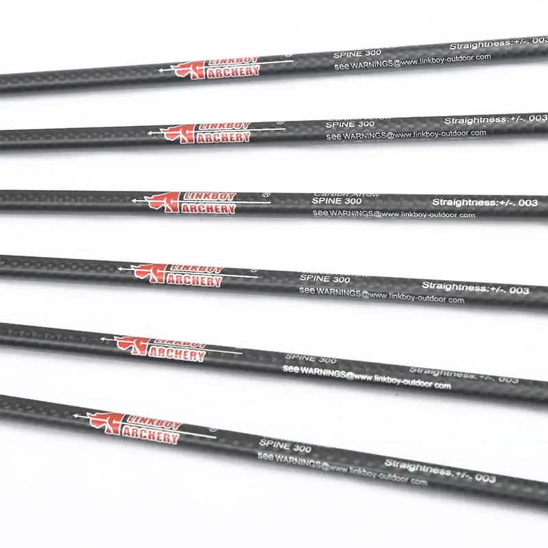 12-Pack 3k Carbon Arrow Spine250-800 32inch ID6.2mm with 4inch Sting Shape Feather Compound Recurve