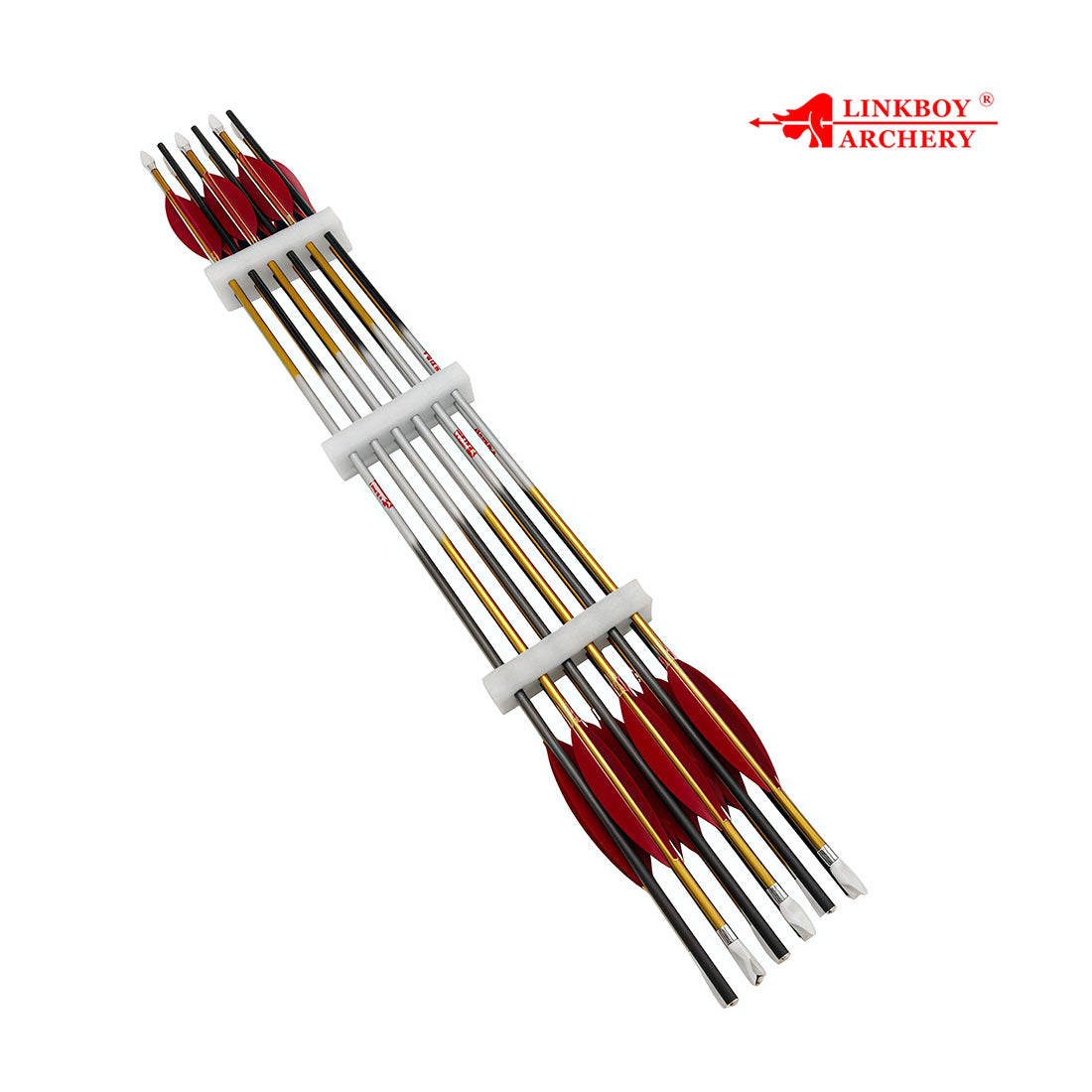 12-Pack Id6.2mm Gold Carbon Arrows 4-Pack 4inch Target, Shuttle Feather Y Insert Nock