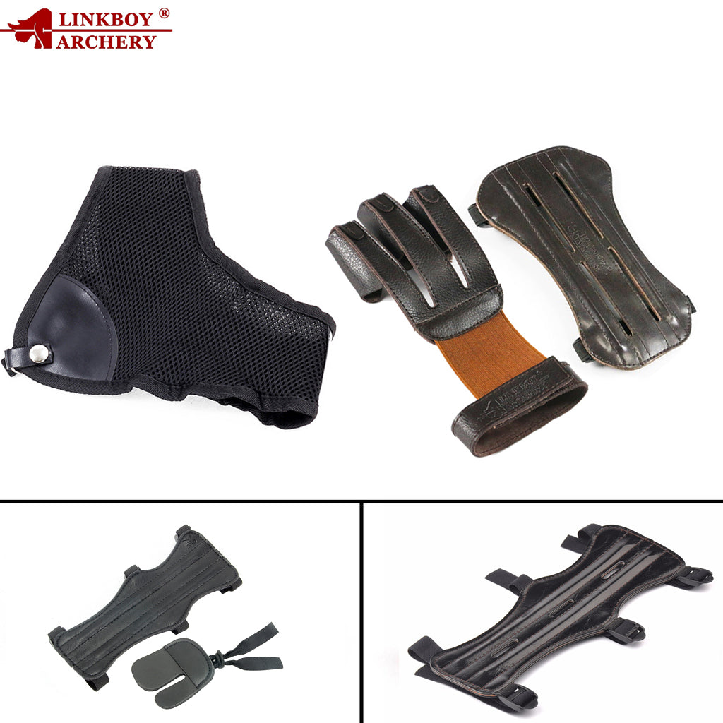 3 Finger Gloves Leather Arm Guard Chest Protector Bow and Arrow