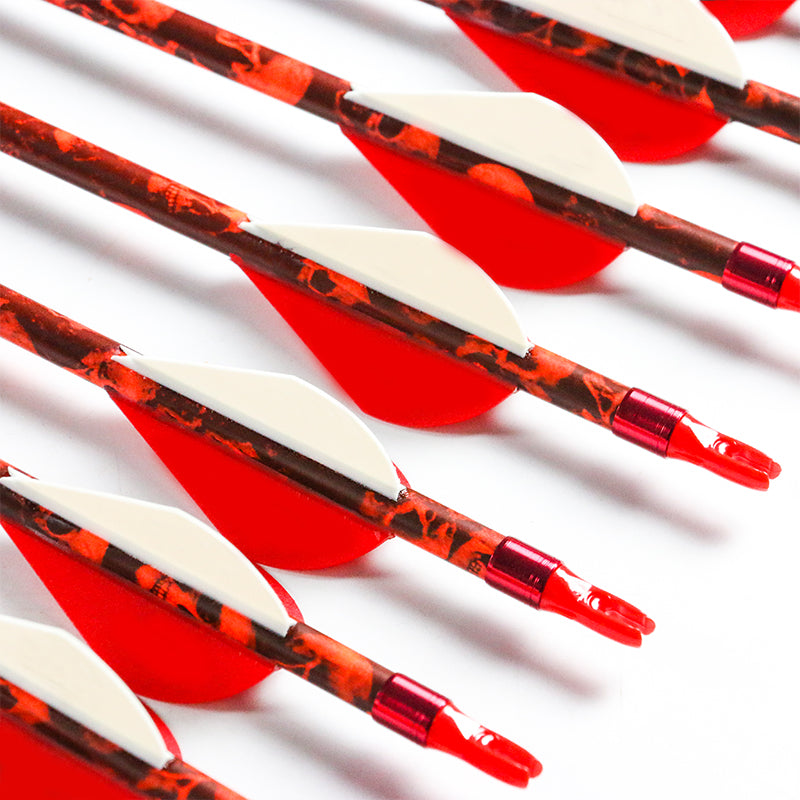 New Zebra Carbon Arrow 32'' Spine300 500 ID6.2mm OD7.6mm Red Camo 2" Vanes