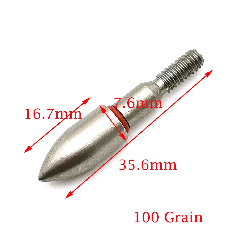 100 Grain Stainless Steel Arrow Head Arrow Tips Point for Recurve Compound Bow Arrow
