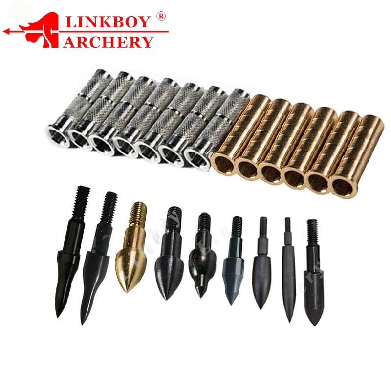 12-Pack ID6.2 7.6 Aluminium Copper Arrow Insert Shaft Target Point 75-350gr Arrowhead