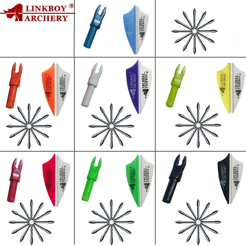 36-Pack 1.75inch Plastic Vanes 12-Pack Nock 12-Pack Arrow Point Tips 80gr for ID4.2mm Carbon