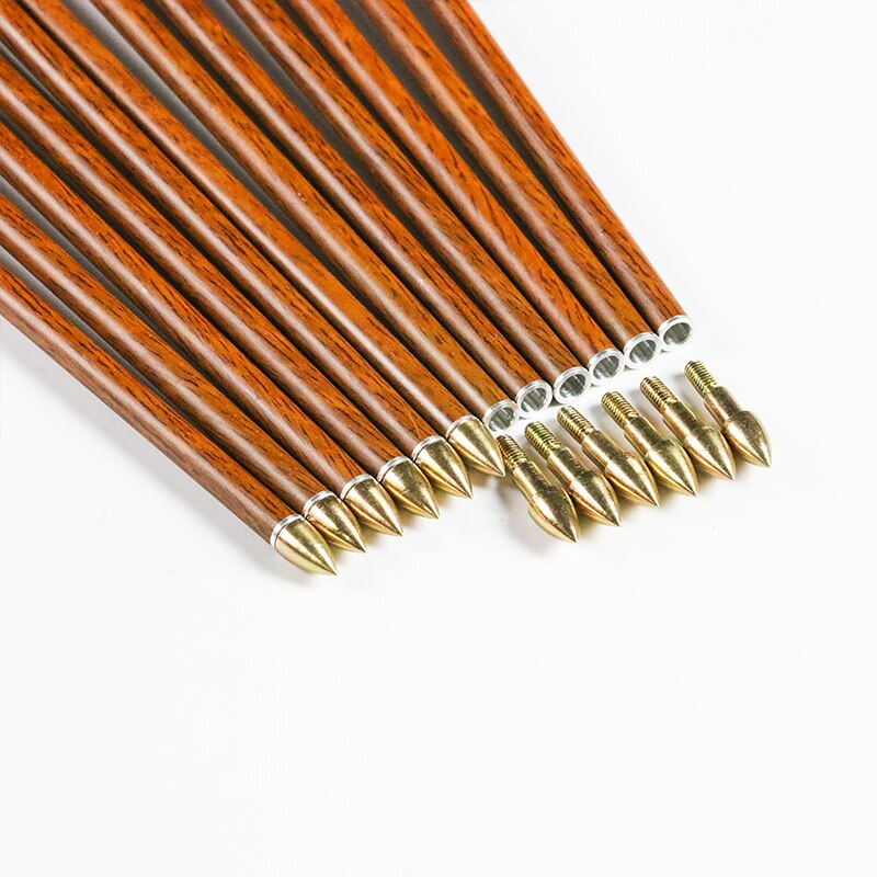 Carbon Arrows Wood Skin ID6.2mm Sp300-900 5'' Turkey Feather Traditional Bow 12-Pack