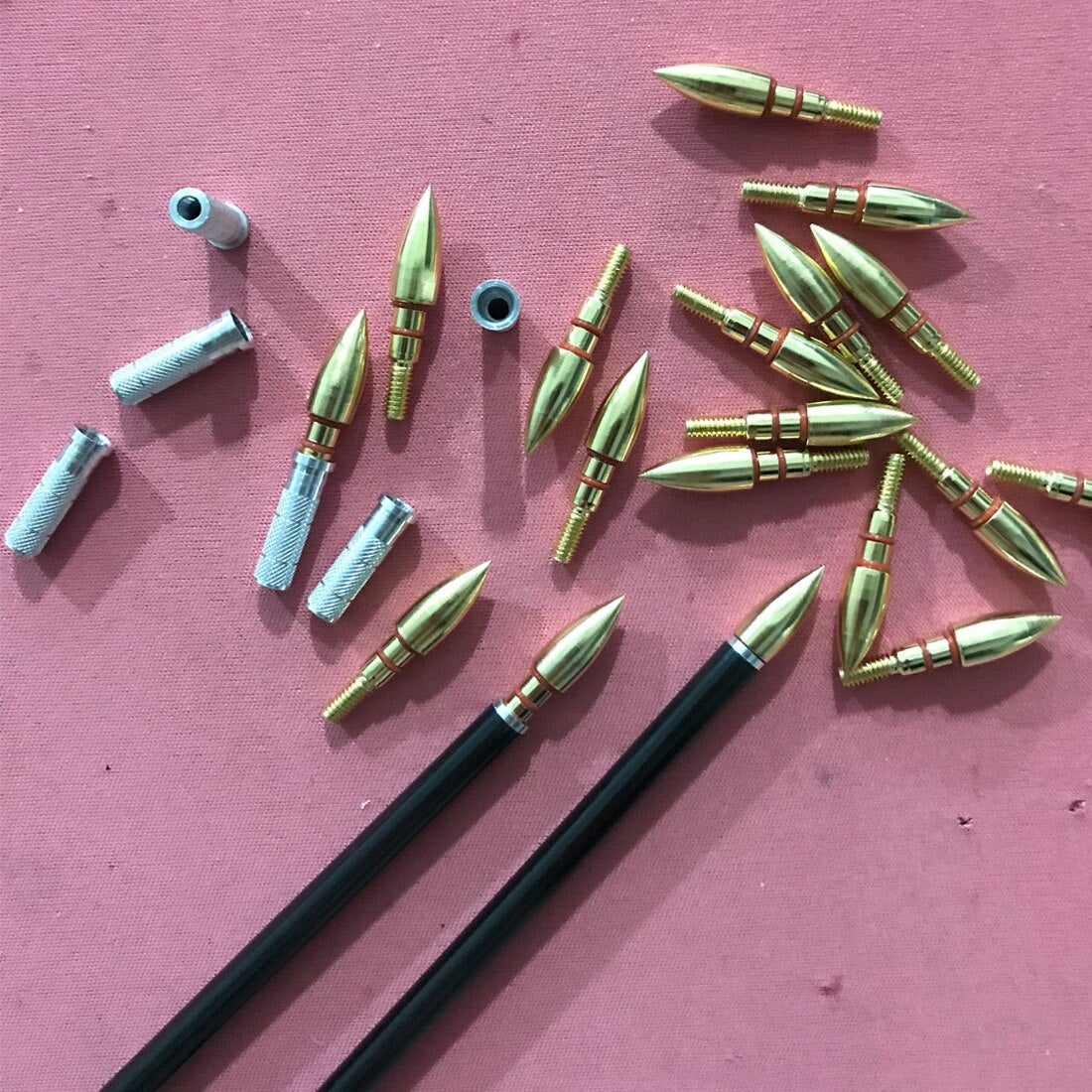 ID6.2mm OD7.6mm Arrow Points Tips Target 100GR O Rubber Ring Aluminum Insert 12-Pack