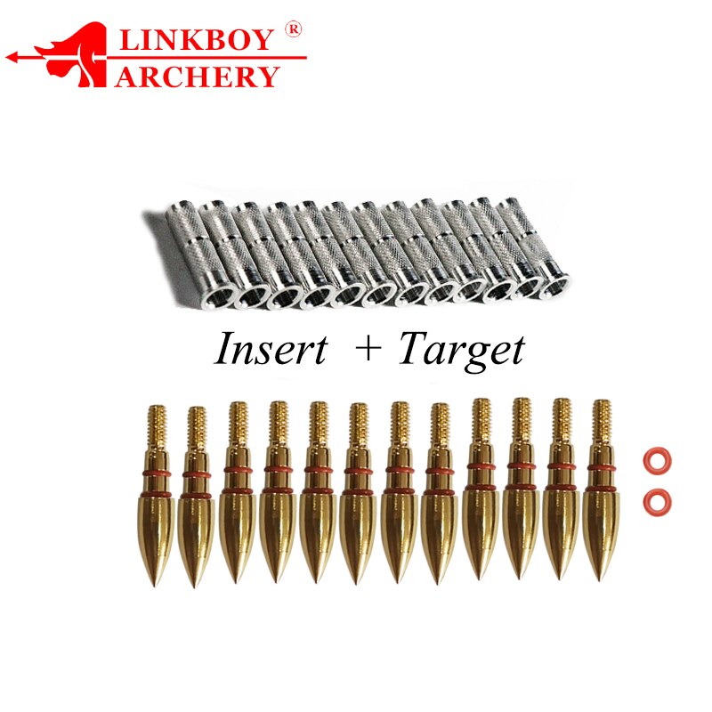 ID6.2mm OD7.6mm Arrow Points Tips Target 100GR O Rubber Ring Aluminum Insert 12-Pack