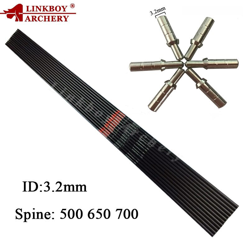 Pure Carbon Arrows Shaft ID3.2mm Spine500 -900 Arrows LongBow DIY
