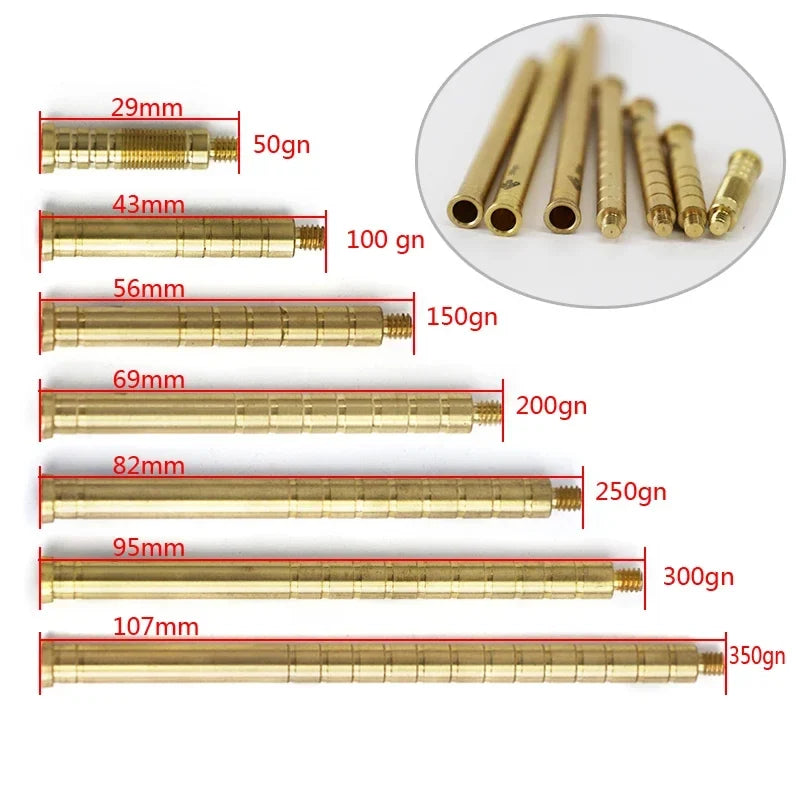 50/100/150/200/250/300/350Gr Insert Copper Connect Fit for Diameter 6.2mm Arrow Shaft 12-Pack