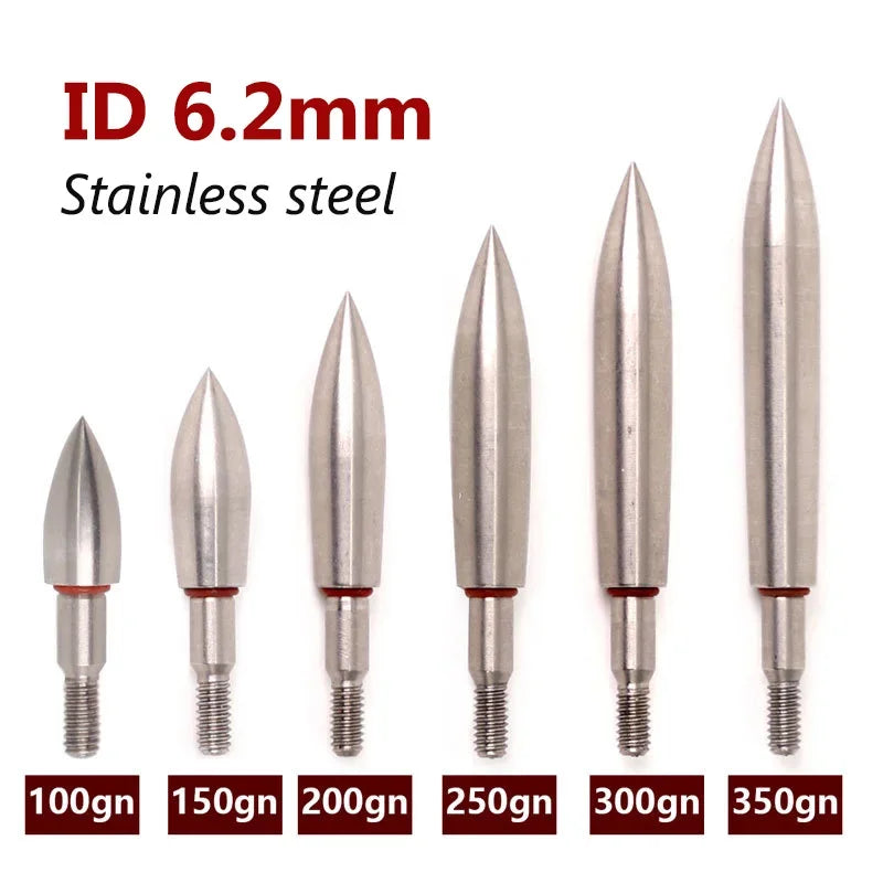 12-Pack Stainless Steel Arrow Points Tips 100 150 200 250 300 350 Grain Screw