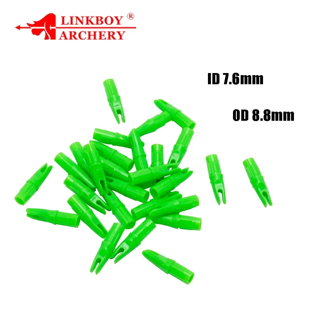 60-Pack Green Arrow Nocks Nock for Shaft ID7.6mm OD 8.8mm Plastic Arrow Tails Flecha