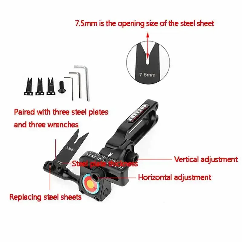 Adjustable Aluminum Alloy Arrow Holder, Rail Steel Plate, RH