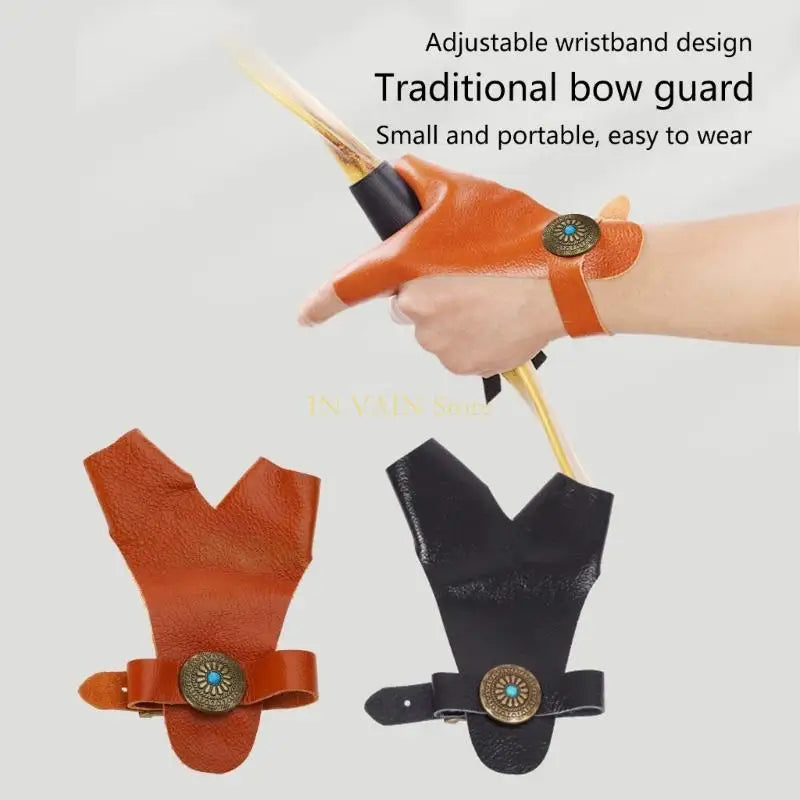 M5TC Hand Protective PU Leathers Finger Hand Guard for Recurve Compund Bow