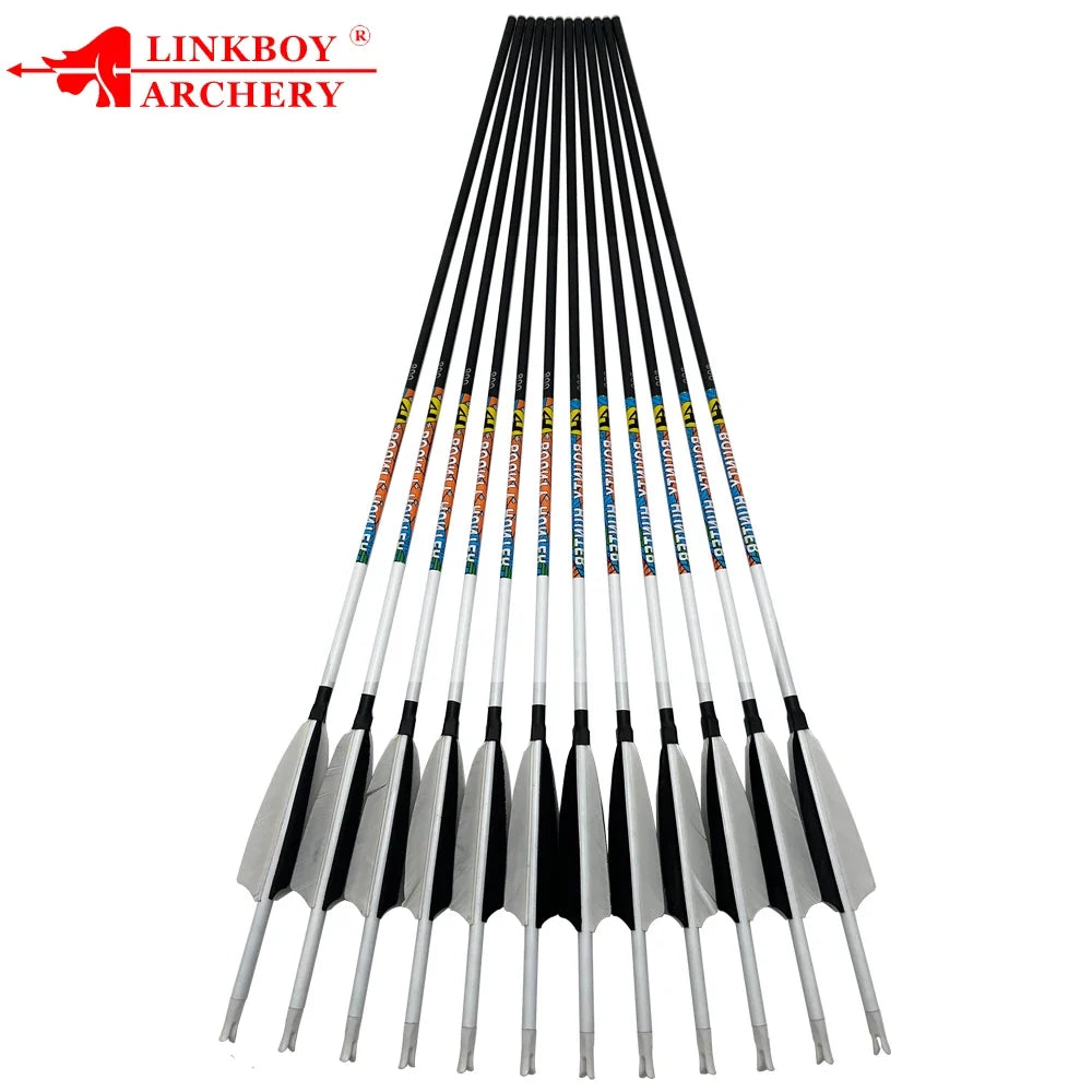 12-Pack Carbon Arrow 30/32 Inch Carbon Arrows Replaceable Arrowhead for Compound/Recurve Bow Targeting