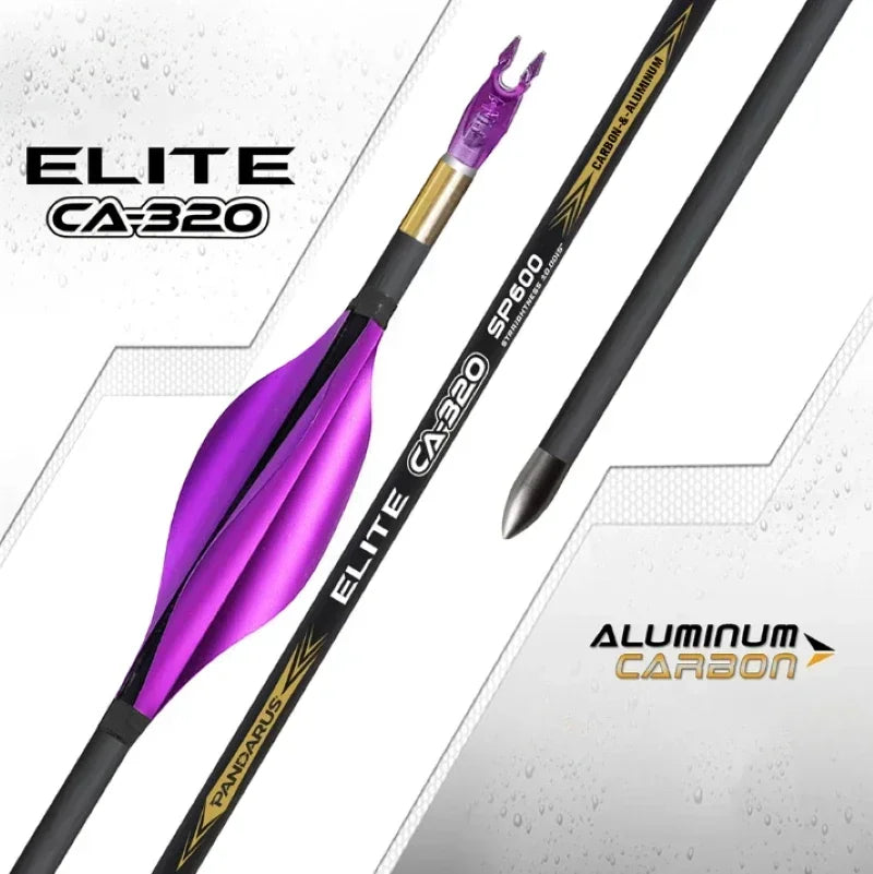 12-Pack Carbon Aluminum Arrows x10, CA-320, ID3.2mm -/+0.0015 ", Straight Shaft, Insert, Pin
