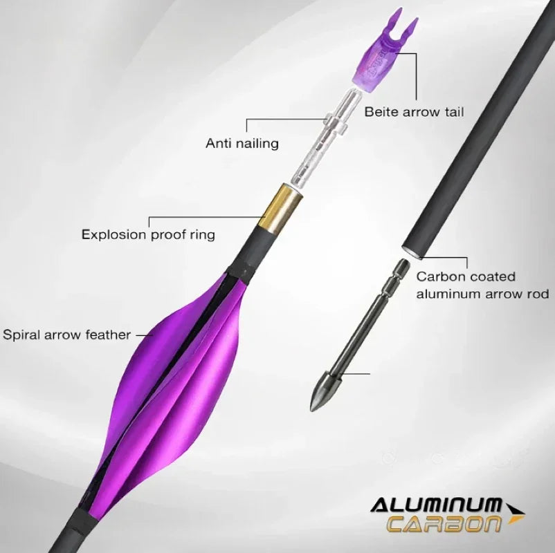 12-Pack Carbon Aluminum Arrows x10, CA-320, ID3.2mm -/+0.0015 ", Straight Shaft, Insert, Pin