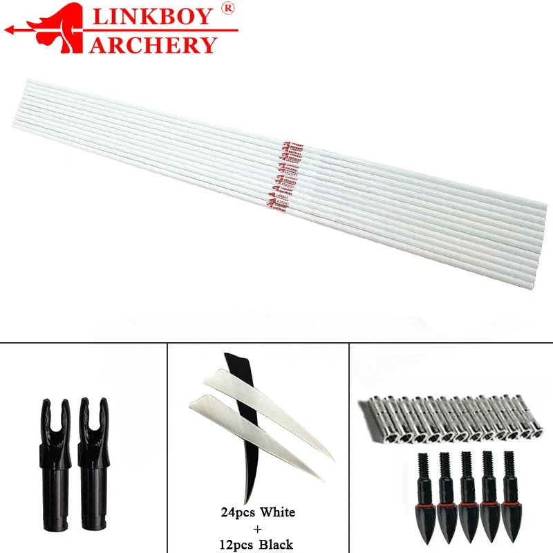12-Pack Pure Carbon Arrow Shaft, 36-Pack 5'' Turkey Vane, 12-Pack Insert, 12-Pack Point, 12-Pack