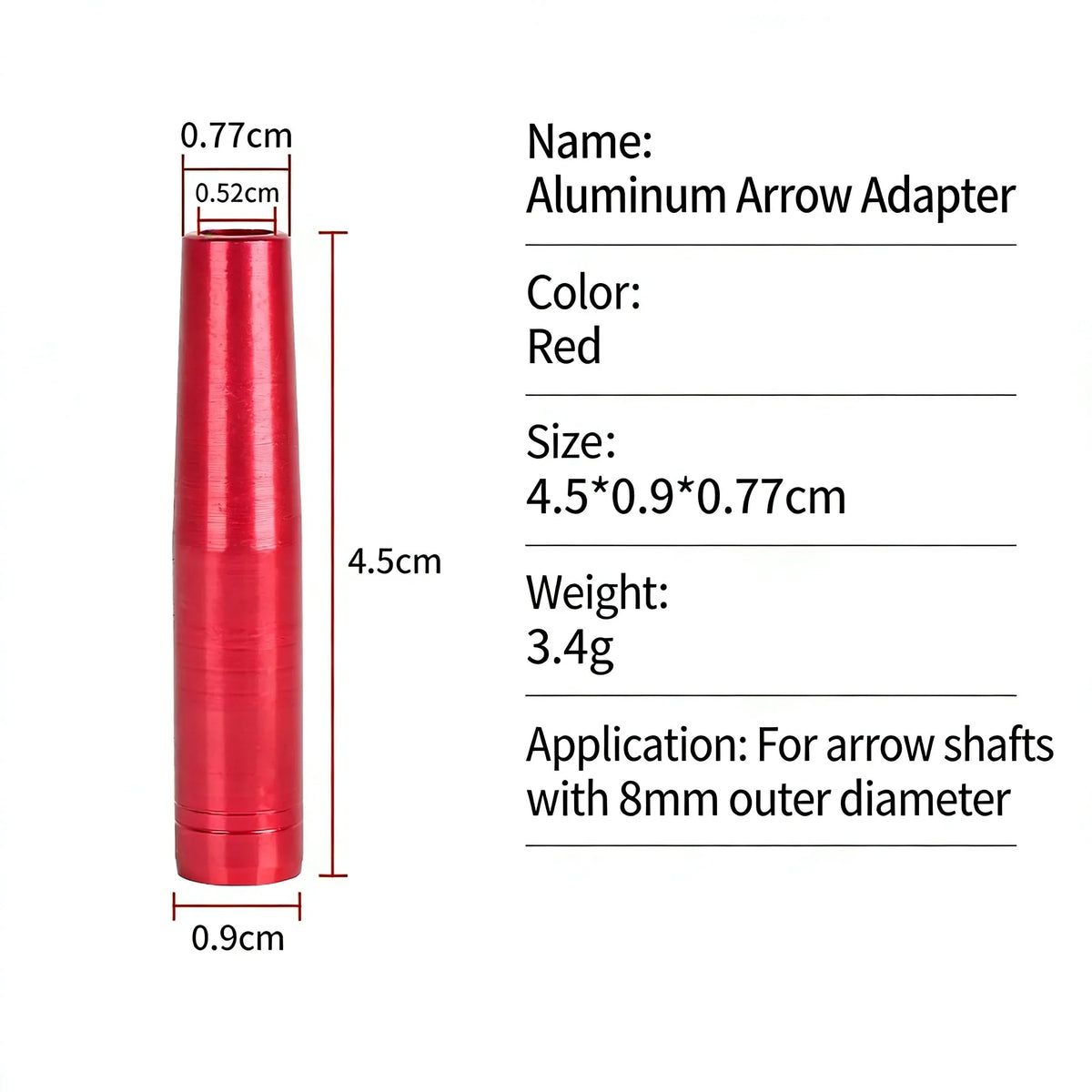 12-Pack OD 8mm Aluminum Arrow Outer Insert Seat Replaceable Arrow Point Adapter Wooden Bamboo