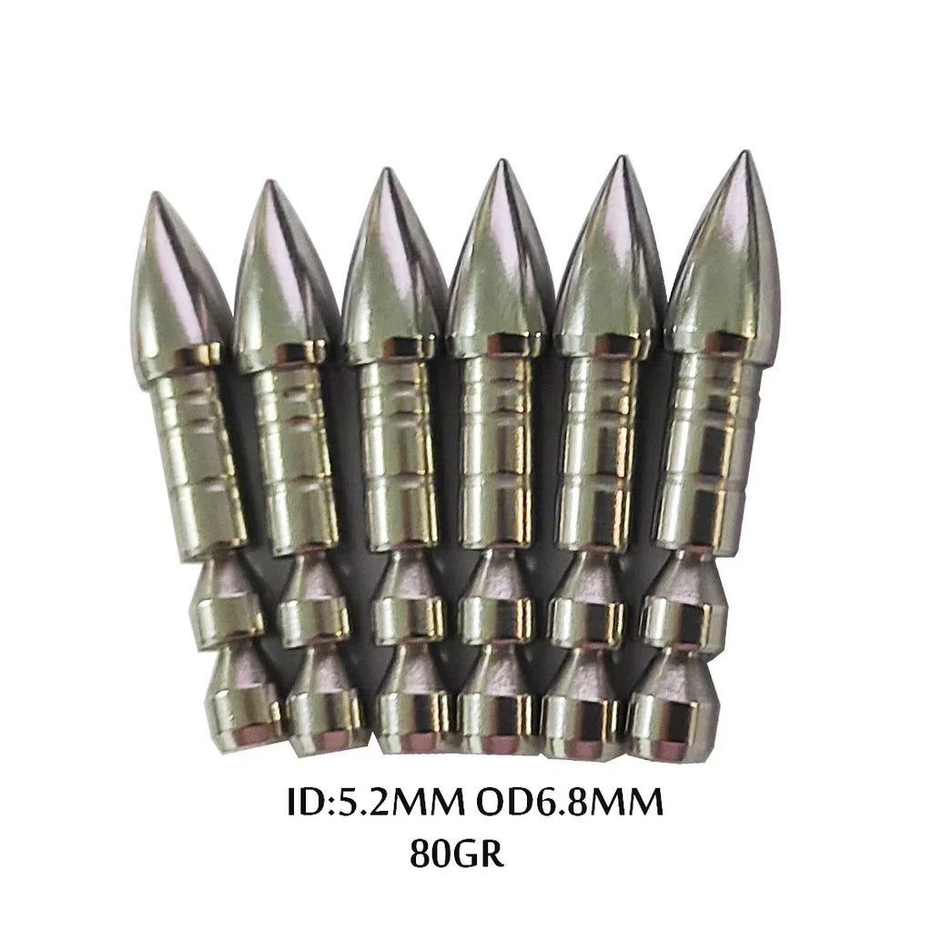 12-Pack Insert ID5.2mm OD6.8mm Carbon Arrows Shaft Arrowhead Target Point Tips 80gr