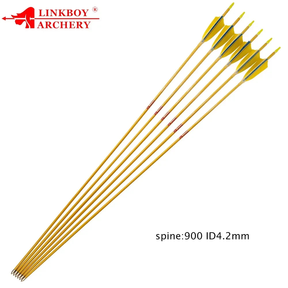 12-Pack Bamboo Skin Carbon Arrows ID4.2mm Spine 600 700 900 3" Turkey Feather 80gr