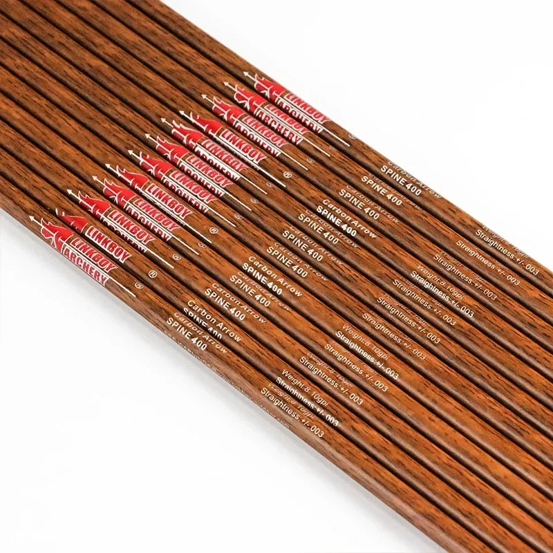 12-Pack Carbon Arrow Wood Skin for ID6.2mm 5inch Turkey Feather 75gr Tips for Compound