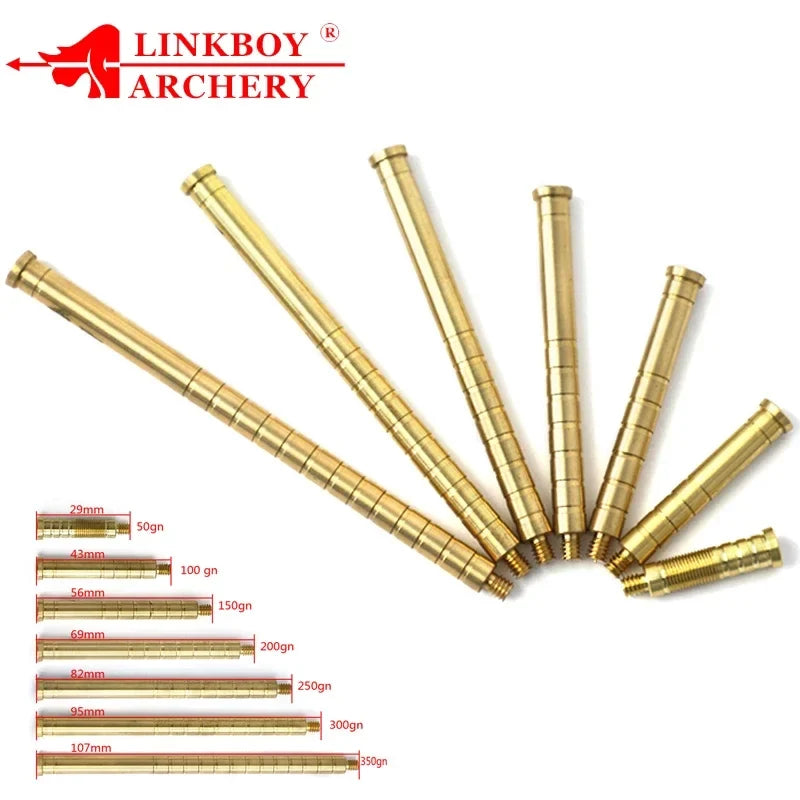 50/100/150/200/250/300/350Gr Insert Copper Connect Fit for Diameter 6.2mm Arrow Shaft 12-Pack