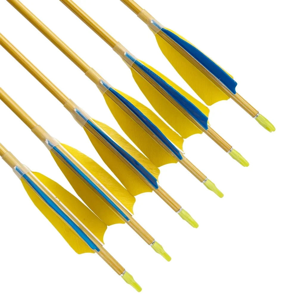 12-Pack Bamboo Skin Carbon Arrows ID4.2mm Spine 600 700 900 3" Turkey Feather 80gr