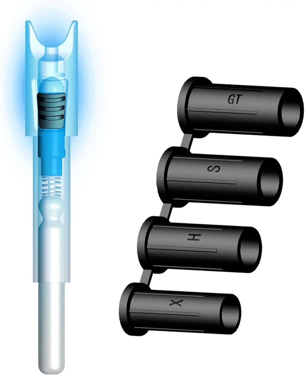 6-Pack Lighted Nocks with .165 .204 .233 .244 .246 Inside Diameter with X, H