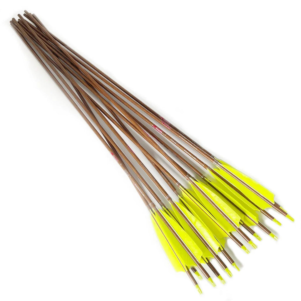 12-Pack Carbon Arrow Wood Skin for ID6.2mm 5inch Turkey Feather 75gr Tips for Compound