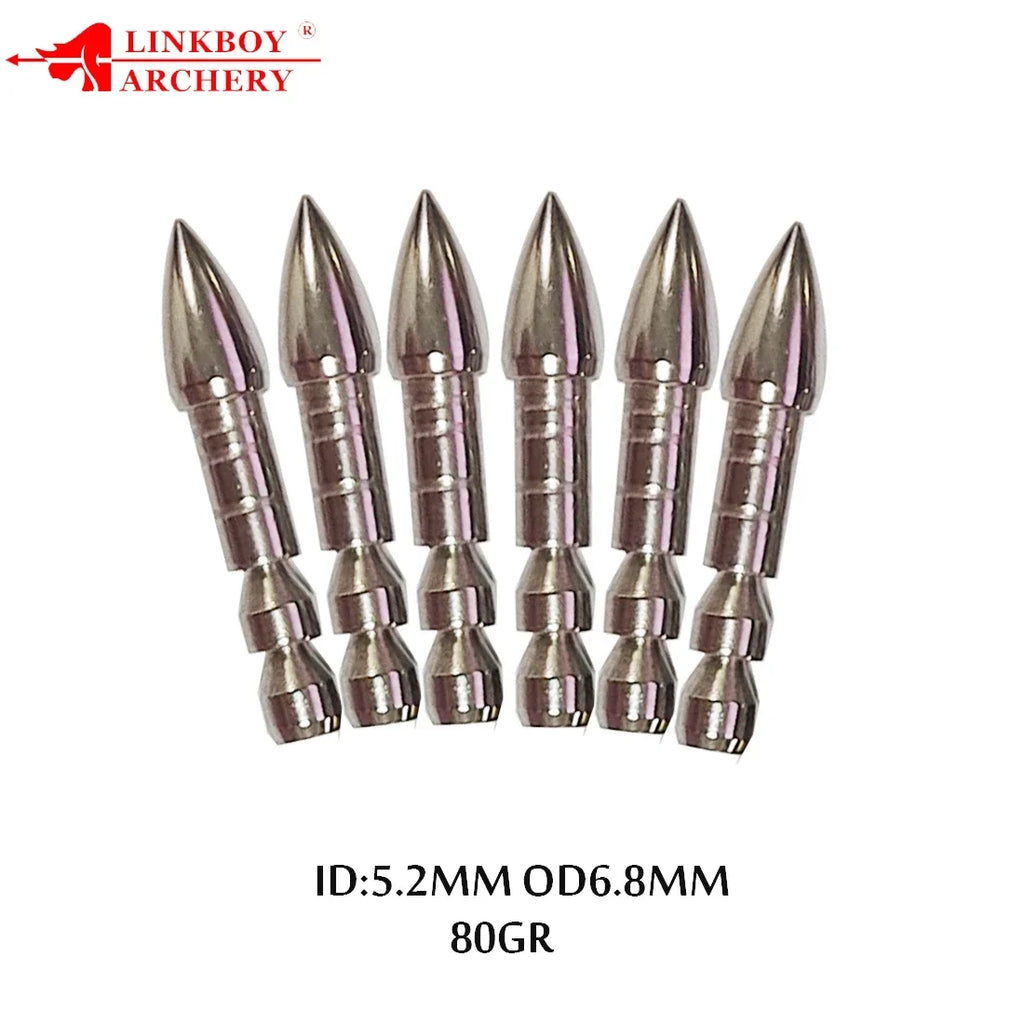 12-Pack Insert ID5.2mm OD6.8mm Carbon Arrows Shaft Arrowhead Target Point Tips 80gr