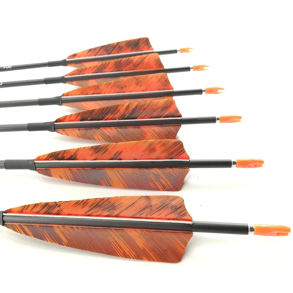 12X Spine 400-1000 Carbon Arrows Shaft Camo Turkey Feathers 80gr Points Nock Compound Recurve