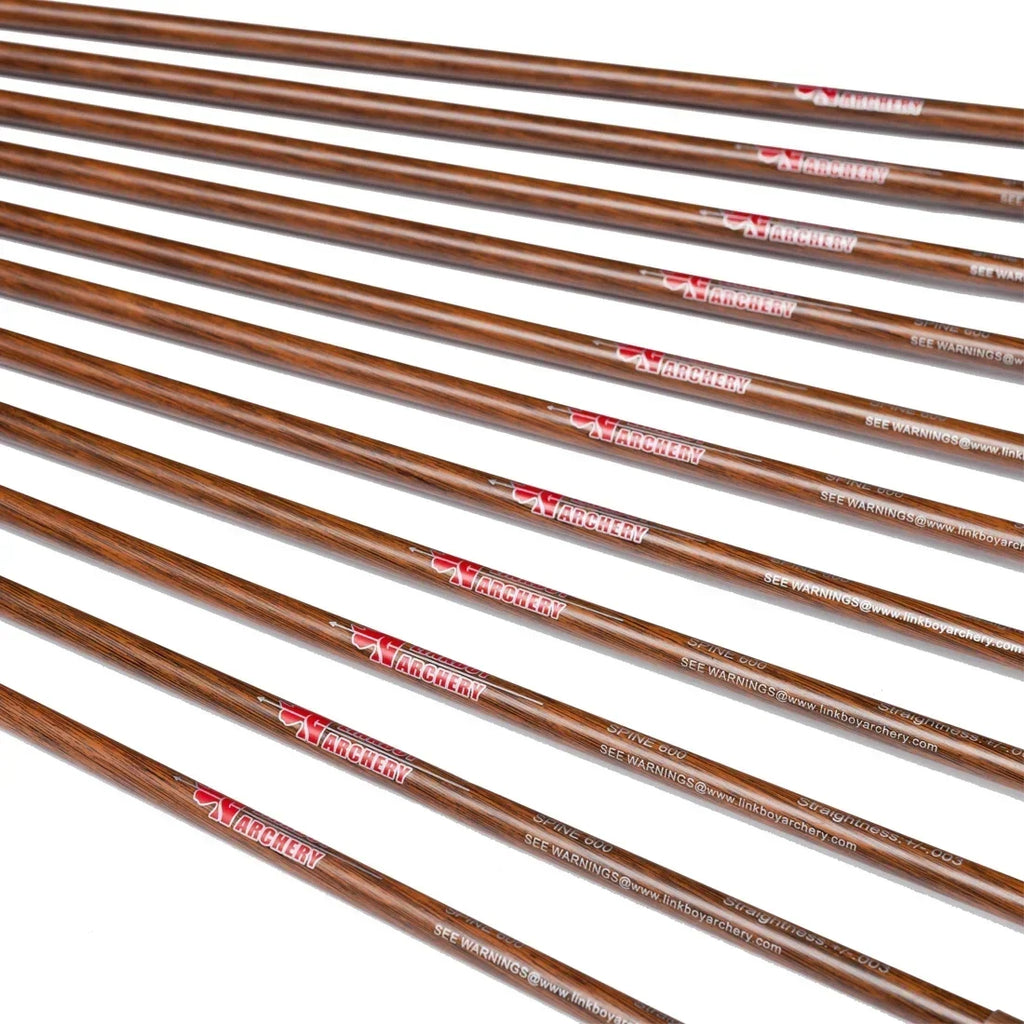 Carbon Arrows 32''Spine 300-900 5inch Turkey Feather Bow 12-Pack Wood Skin Arrow