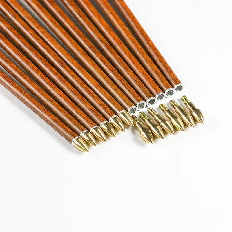 12-Pack Carbon Arrow Wood Skin for ID6.2mm 5inch Turkey Feather 75gr Tips for Compound