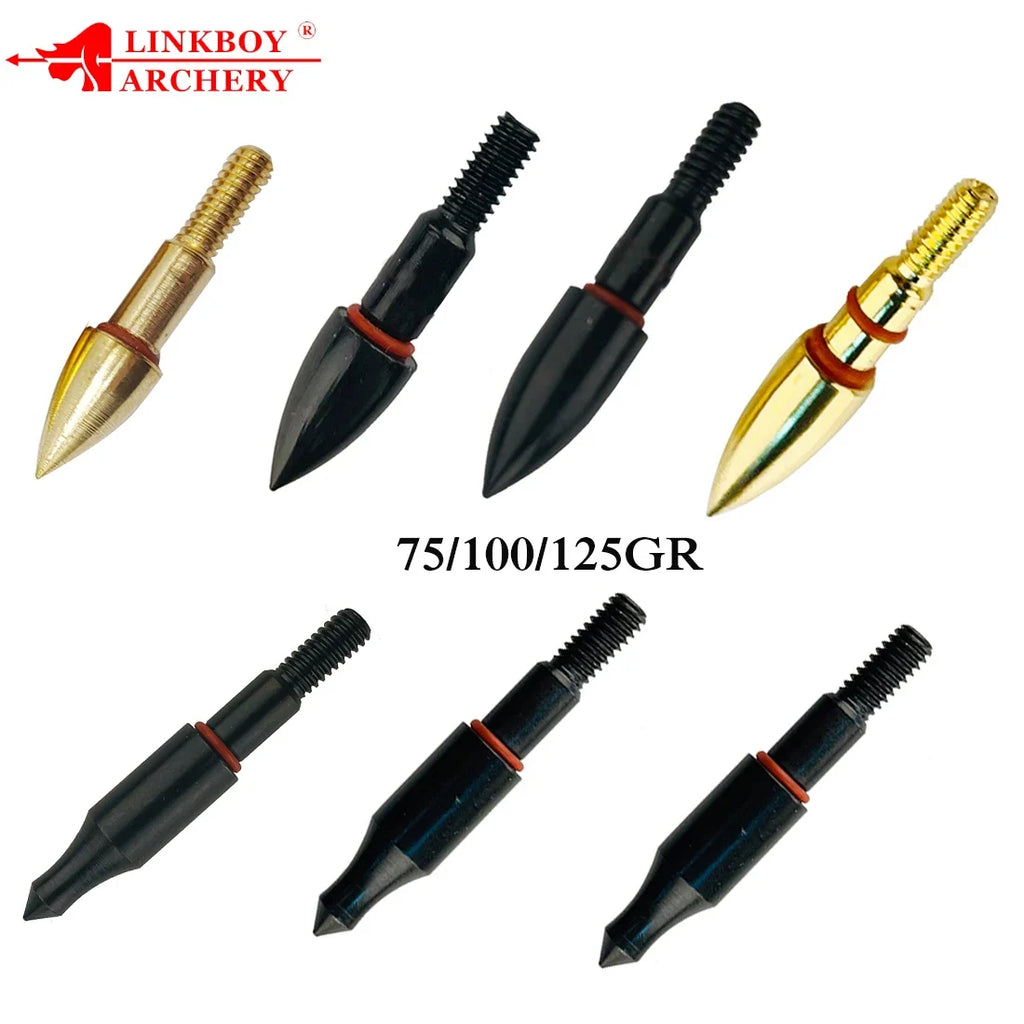 12-Pack 8-32/5-16/9-32/11-32 Arrow Points Tips 75 100 125 Grain Broadheads Arrowhead Carbon Shaft