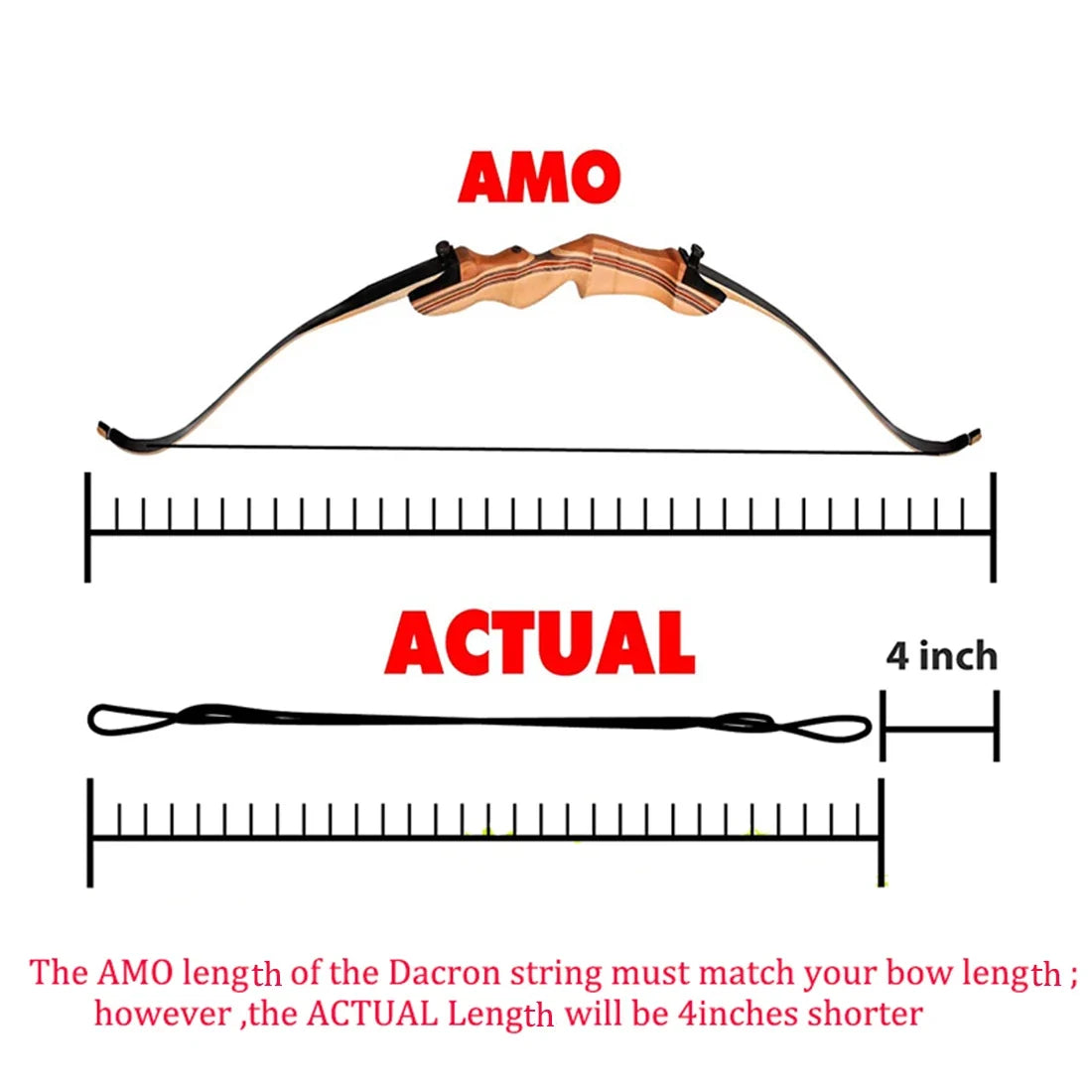 Bow String for Straight Bow Recurve Bow Length 66/68/70'' 16 Strands