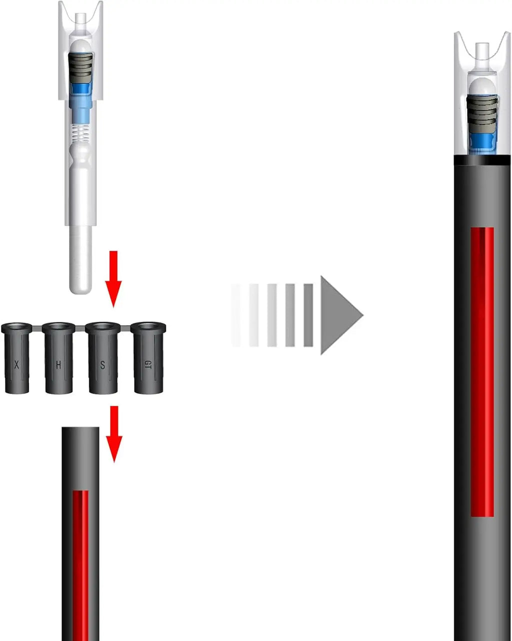 6-Pack Lighted Nocks with .165 .204 .233 .244 .246 Inside Diameter with X, H