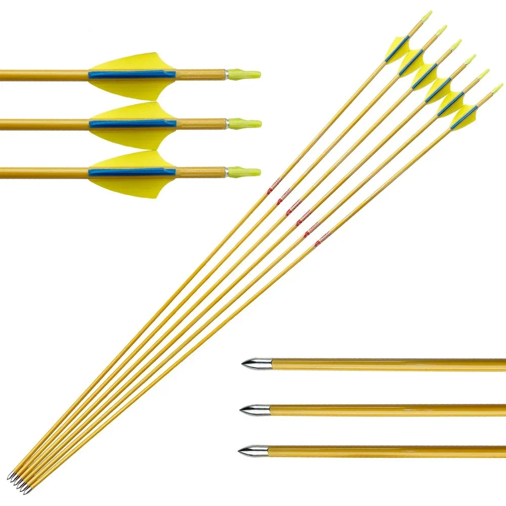 Pure Carbon Arrows Bamboo Skin, 1.75Inch, Plastic Vanes, Recurve Bow, Longbow, 12-Pack