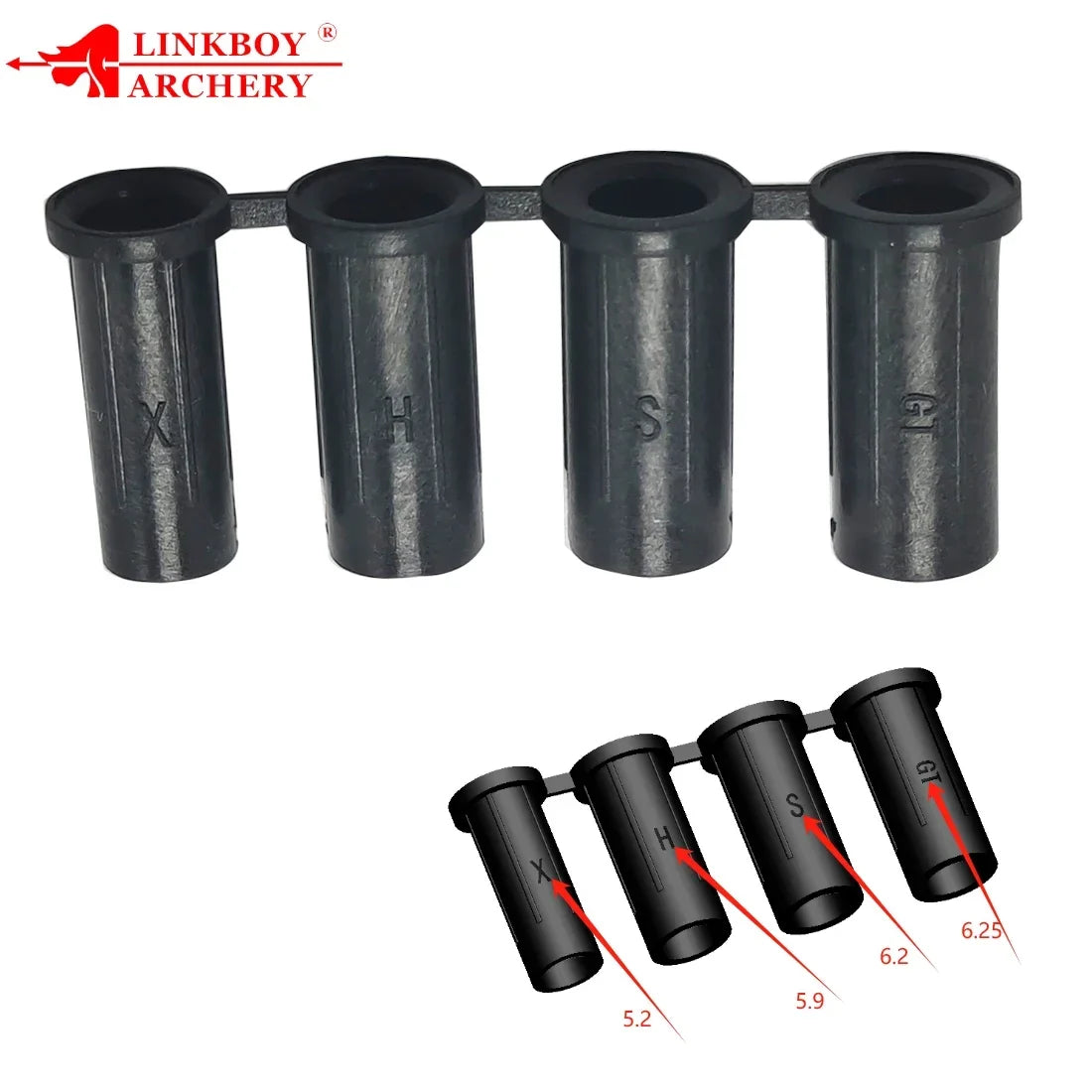 6-Pack LED Nock 4.2mm Adapter Tube Suitable ID 5.2/5.9/6.2/6.25 Shaft for Bow