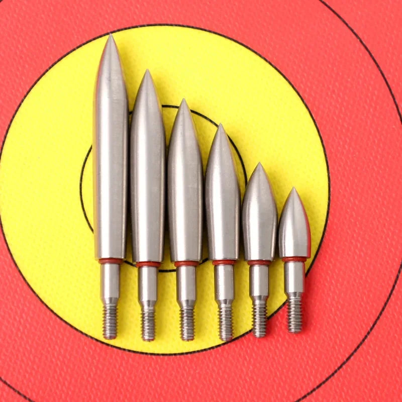 12-Pack Stainless Steel Arrow Points Tips 100 150 200 250 300 350 Grain Screw