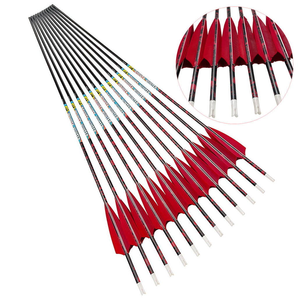 12-Pack Carbon Pink Arrows Spine 300 340 500 75gr Point Tips 4-Pack 4inch Feather
